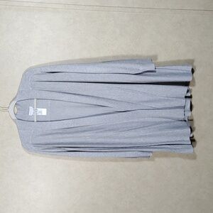 4184 Susan Graver light gray long line L/S cardigan 1X